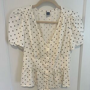 Old Navy Cream Polka Dot Blouse